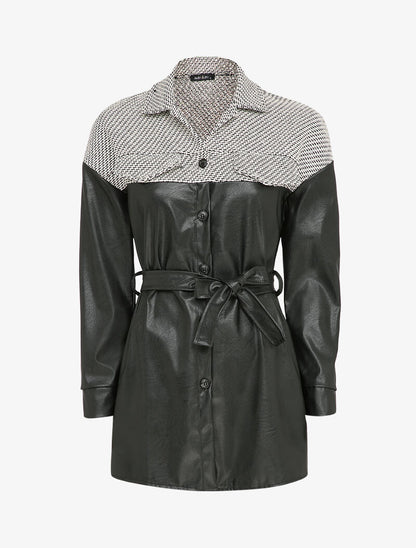 Veste en simili et imprimé graphique - Noir/blanc - 3