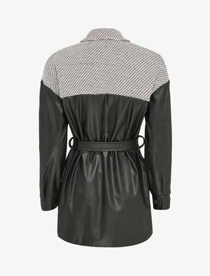 Veste en simili et imprimé graphique - Noir/blanc - 2