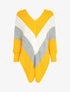 Pull style poncho à bords asymétriques - Jaune - 4