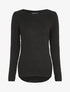 Pull long à dos en maille ajourée - Noir - 1