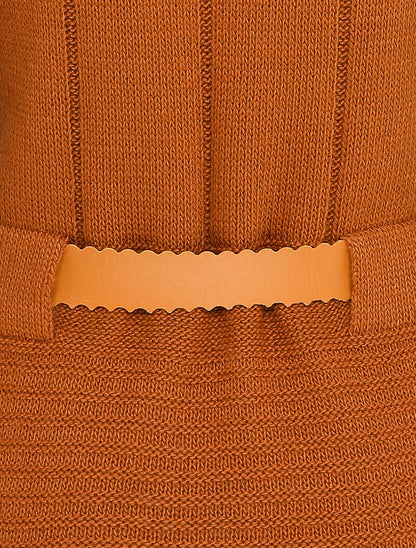 Pull à col roulé long en maille - Marron - 3