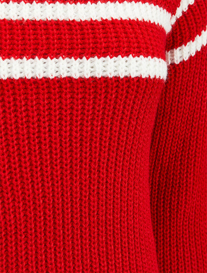 Pull oversize à bandes contrastantes - Rouge - 3