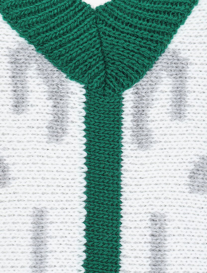 Pull oversize à bandes colorés et imprimé - Vert - 3