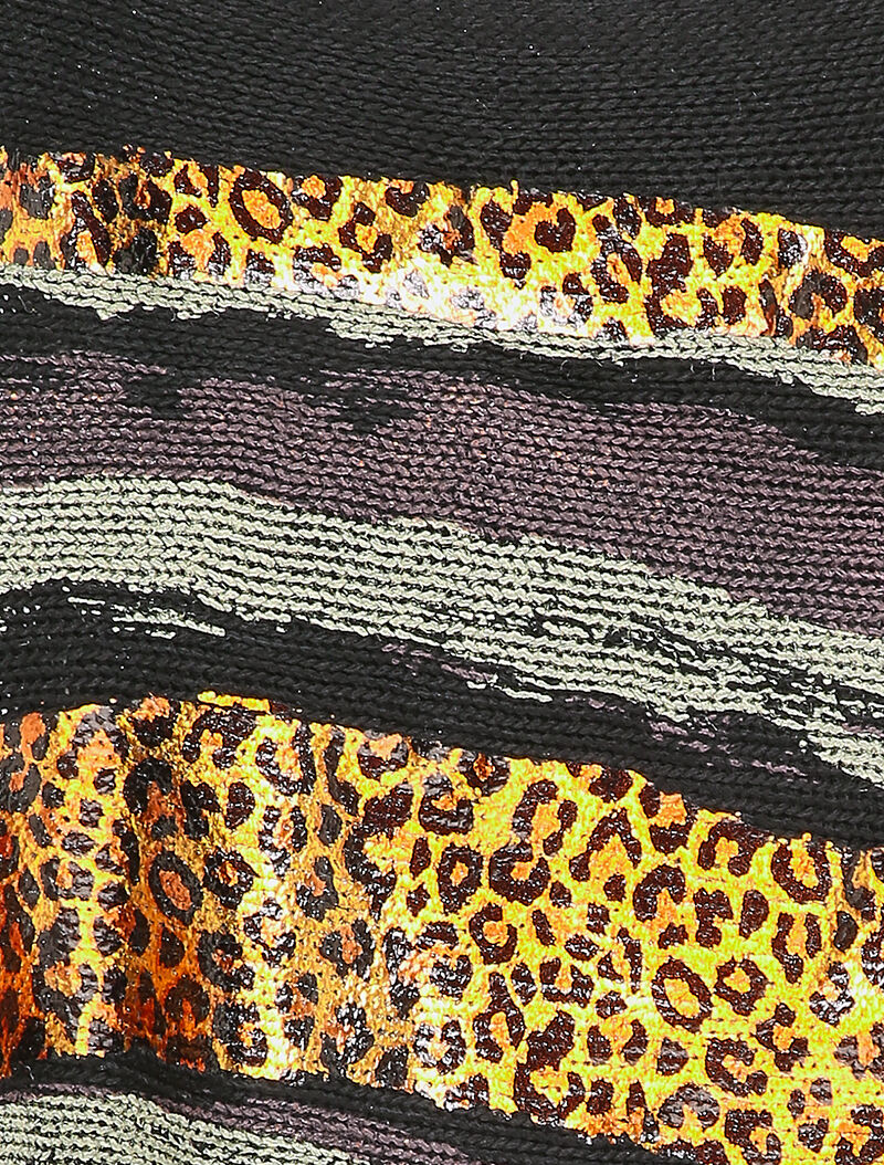 Pull à col bateau et motifs léopard lamés - Noir - 3
