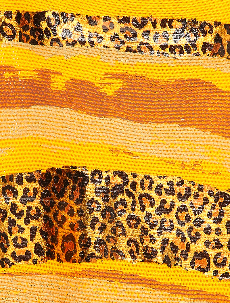 Pull à col bateau et motifs léopard lamés - Jaune - 3