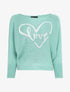 Pull chauve-souris à imprimé LOVE - Bleu turquoise - 1