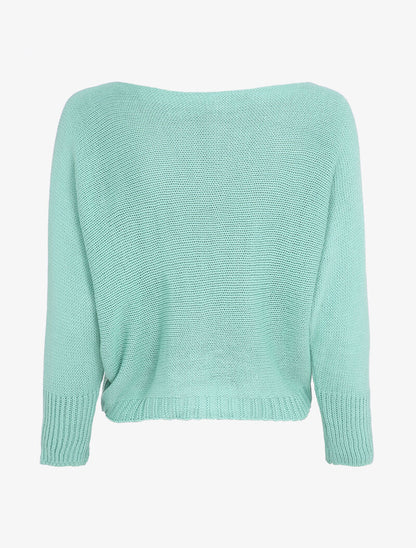 Pull chauve-souris à imprimé LOVE - Bleu turquoise - 2