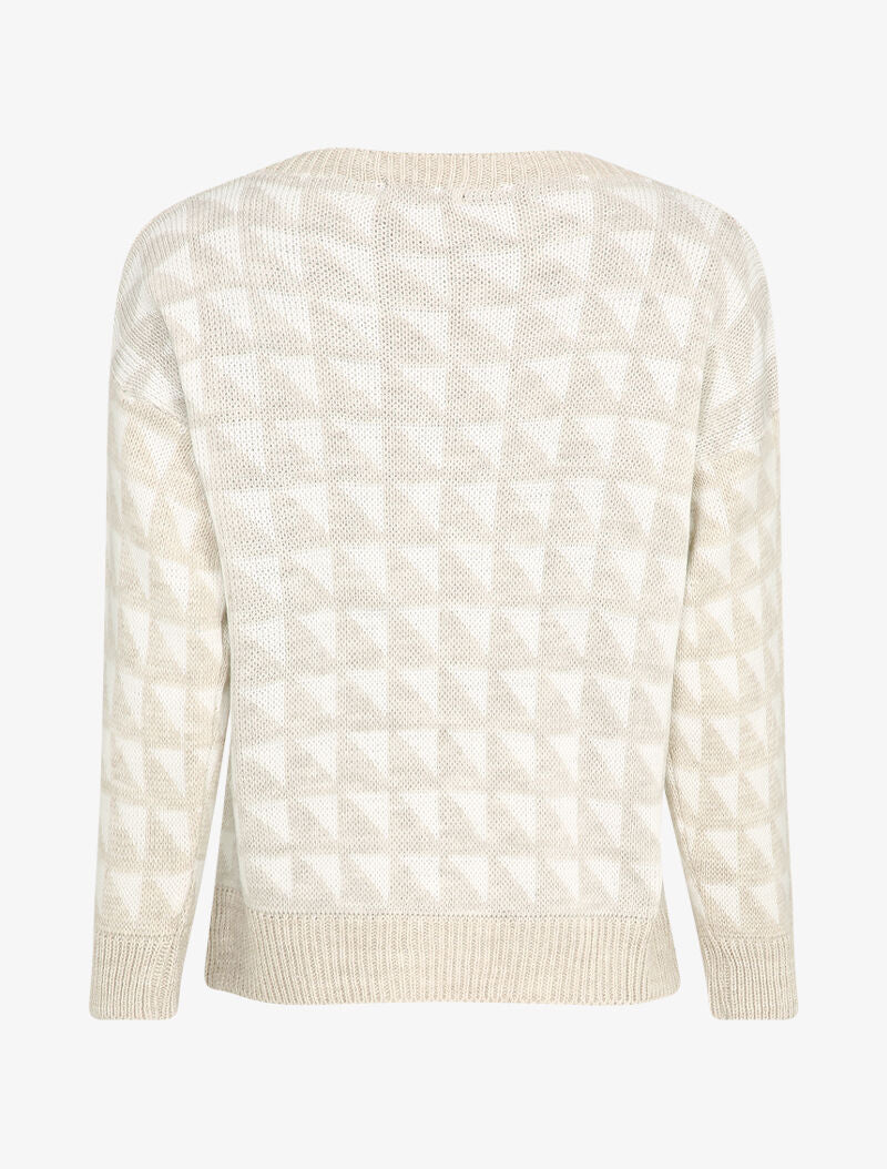 Pull à motifs triangles - Beige/blanc - 2