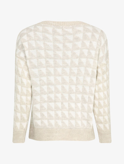 Pull à motifs triangles - Beige/blanc - 2