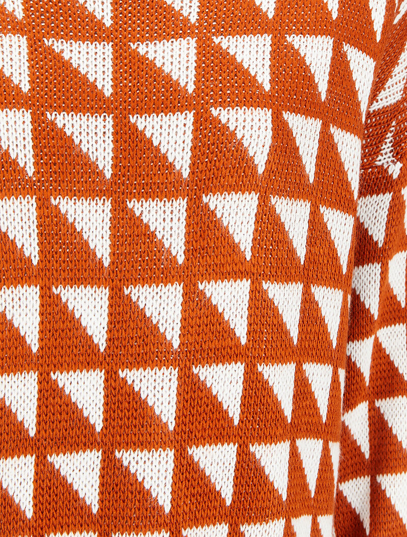 Pull à motifs triangles - Orange/blanc - 3
