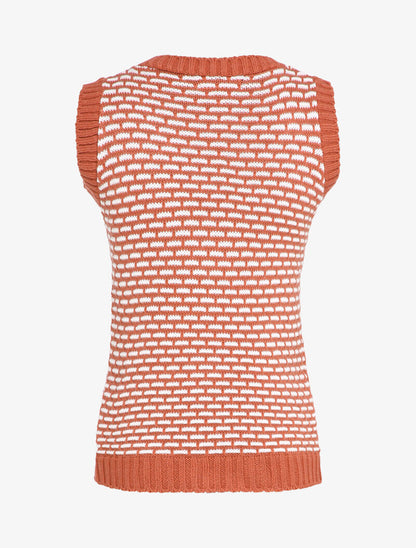 Pull sans manches à imprimé effet brique - Rose - 2