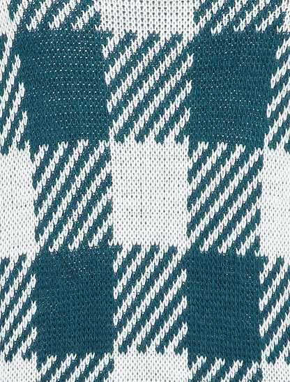 Pull à imprimé damier stylisé - Bleu canard - 3
