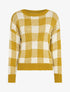 Pull à imprimé damier stylisé - Moutarde - 1