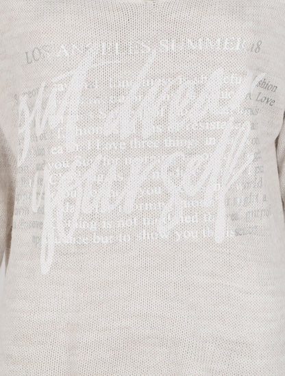 Pull long oversize imprimé "out dream yourself" - Beige - 3