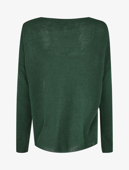 Pull long oversize à inscriptions - Vert foncé - 2