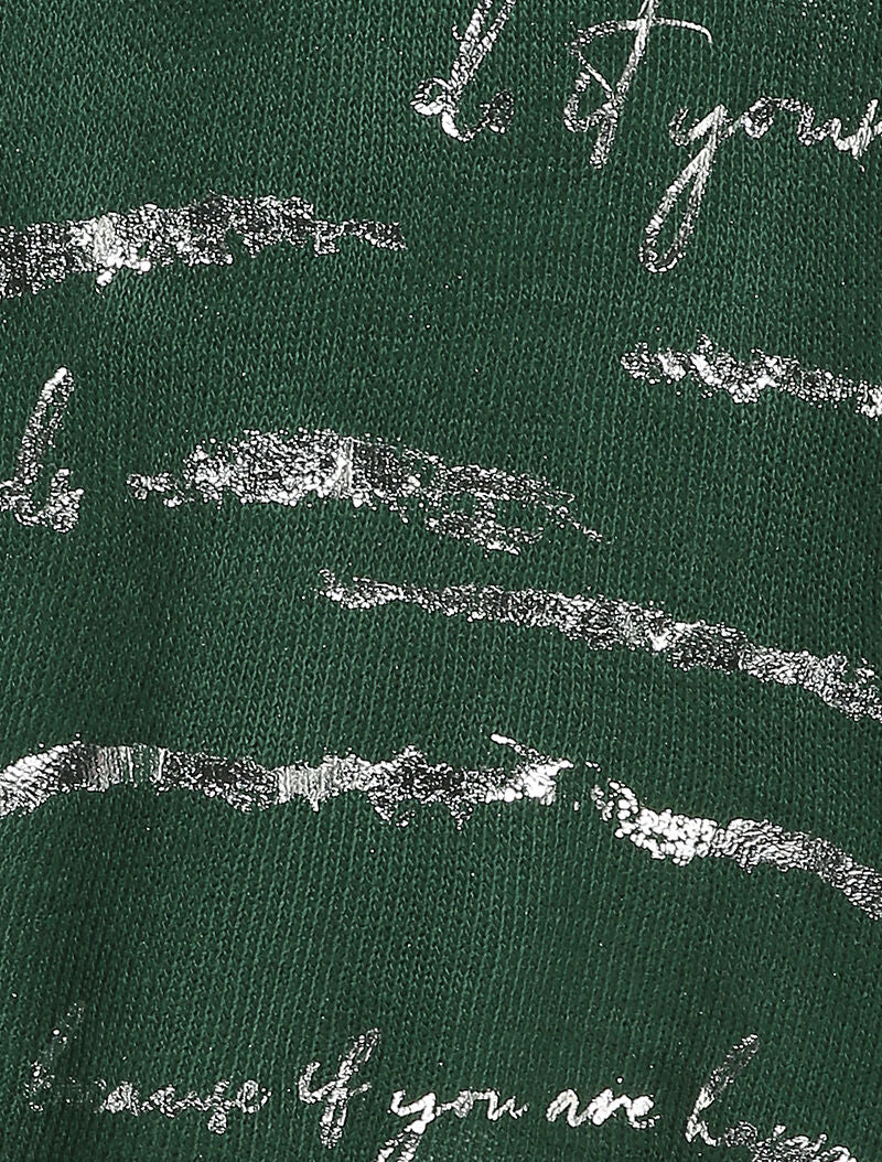 Pull long oversize à inscriptions - Vert foncé - 3
