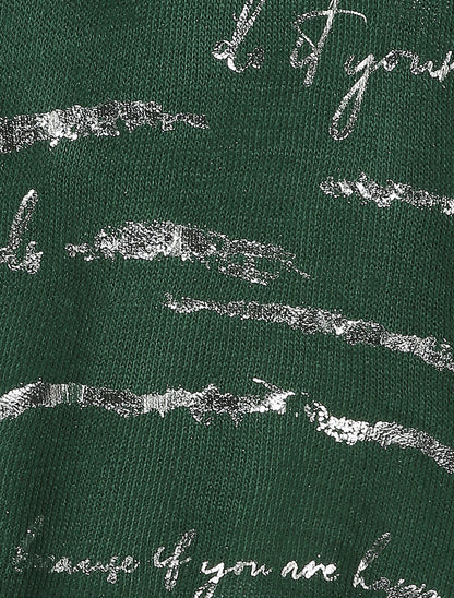 Pull long oversize à inscriptions - Vert foncé - 3