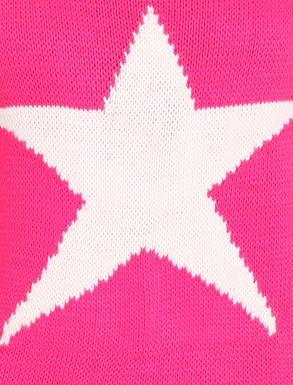 Pull à motif étoile - Rose fluo - 3