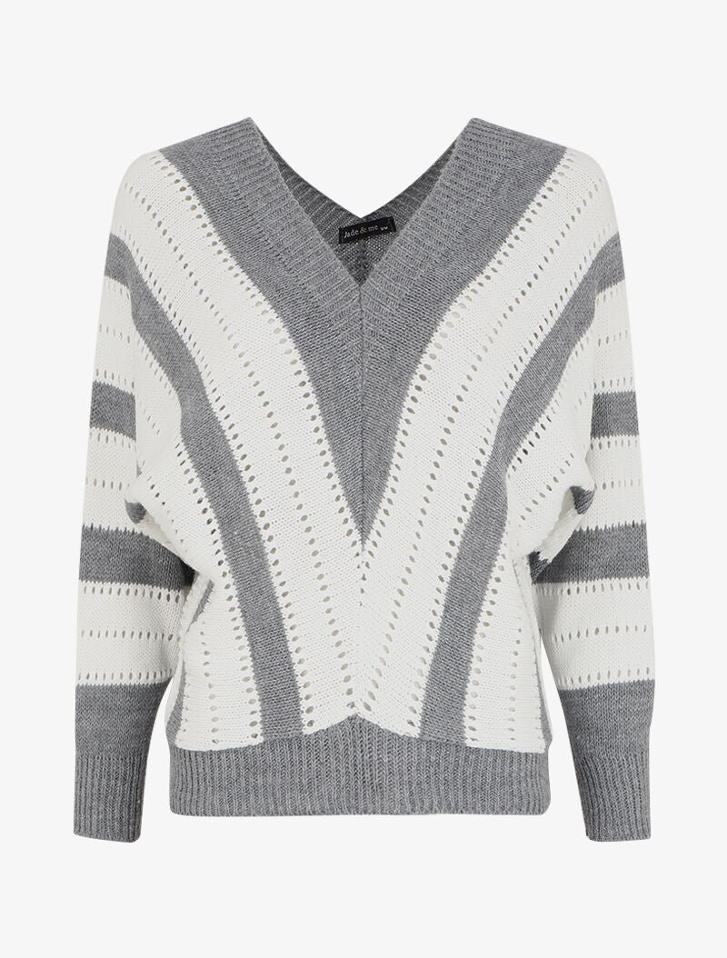 Pull oversize à rayures - Gris - 4