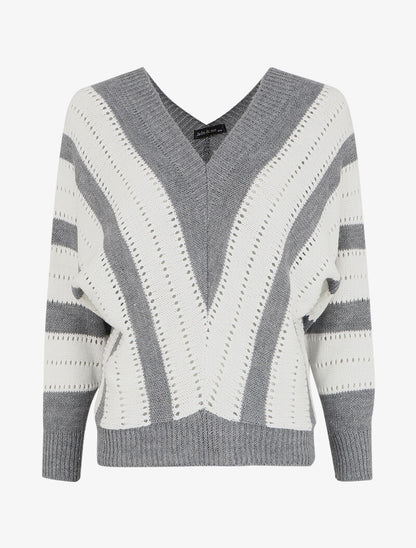 Pull oversize à rayures - Gris - 4
