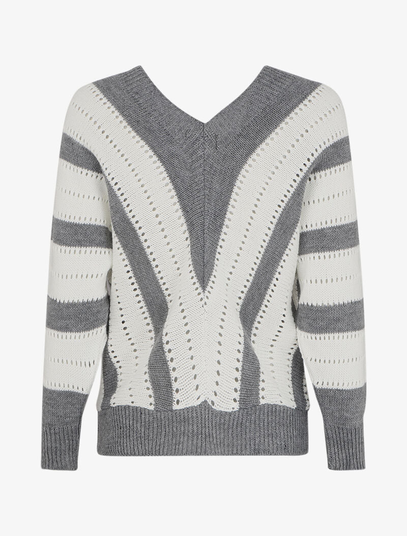 Pull oversize à rayures - Gris - 2