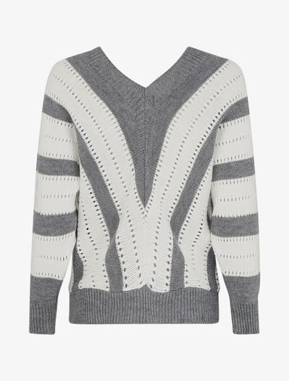 Pull oversize à rayures - Gris - 2