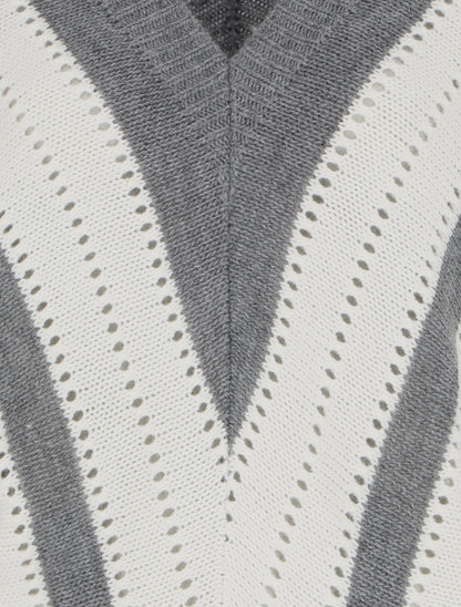 Pull oversize à rayures - Gris - 3