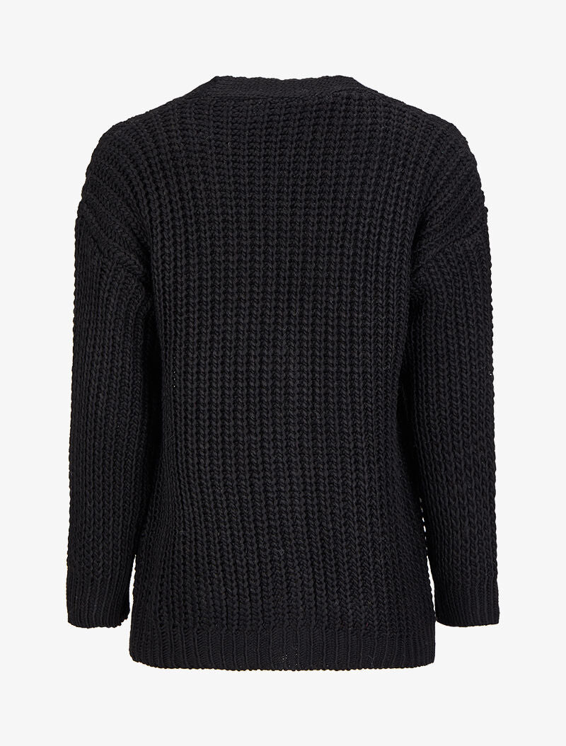 Gilet en maille tricot uni - Noir - 2