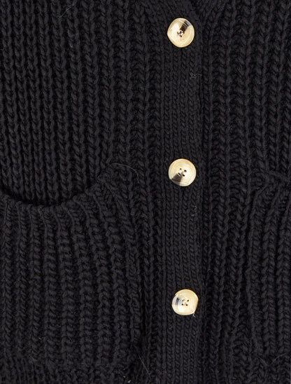 Gilet en maille tricot uni - Noir - 3