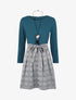 Robe patineuse imprimé prince de galles - Bleu - 1