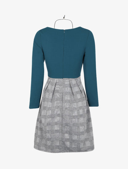 Robe patineuse imprimé prince de galles - Bleu - 2