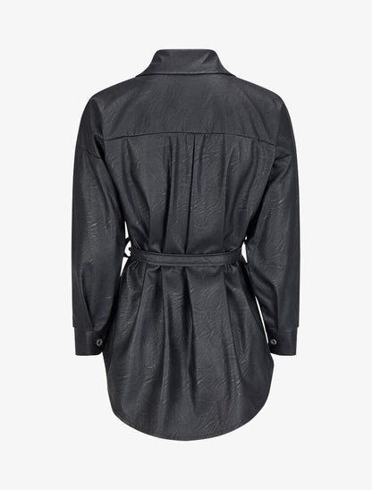 Chemise oversize en simili - Noir - 2