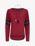 Pull à dos long et manches à détails broderies et perles - Bordeaux - 1