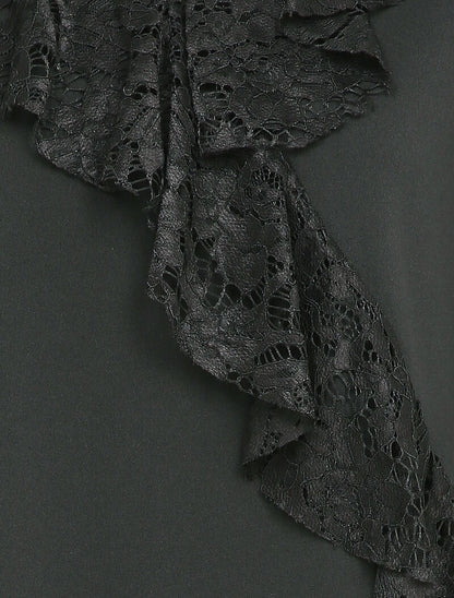 Top ample à empiècement dentelle - Noir - 3
