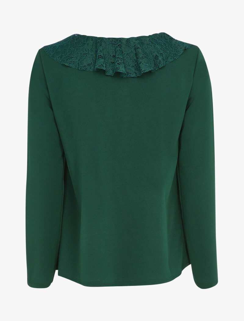 Top ample à empiècement dentelle - Vert - 2