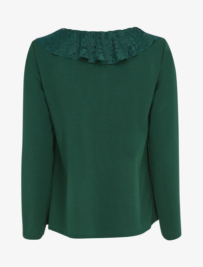 Top ample à empiècement dentelle - Vert - 2
