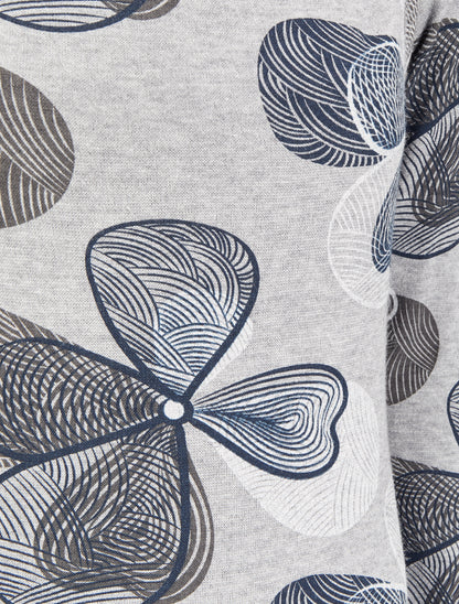 Robe dos nu à motif trèfles - Gris/bleu marine - 3
