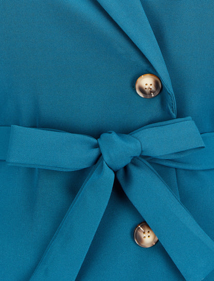 Blazer sans manches avec ceinture - Bleu - 3