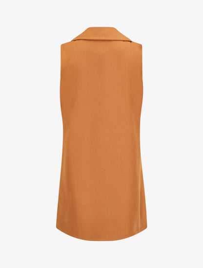 Veste style blazer sans manches - Camel - 2