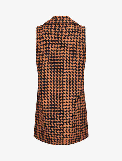 Veste style blazer à imprimé pied de poule - Camel/noir - 2