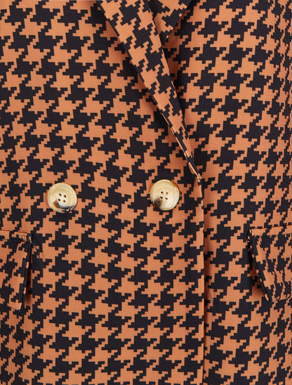 Veste style blazer à imprimé pied de poule - Camel/noir - 3