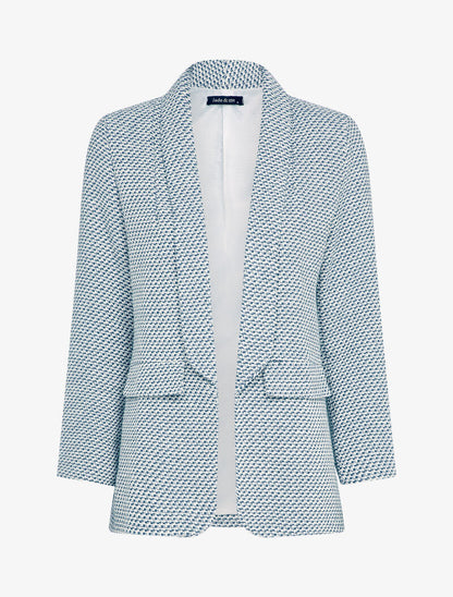 Veste effet tweed à poches décoratives - Bleu - 1