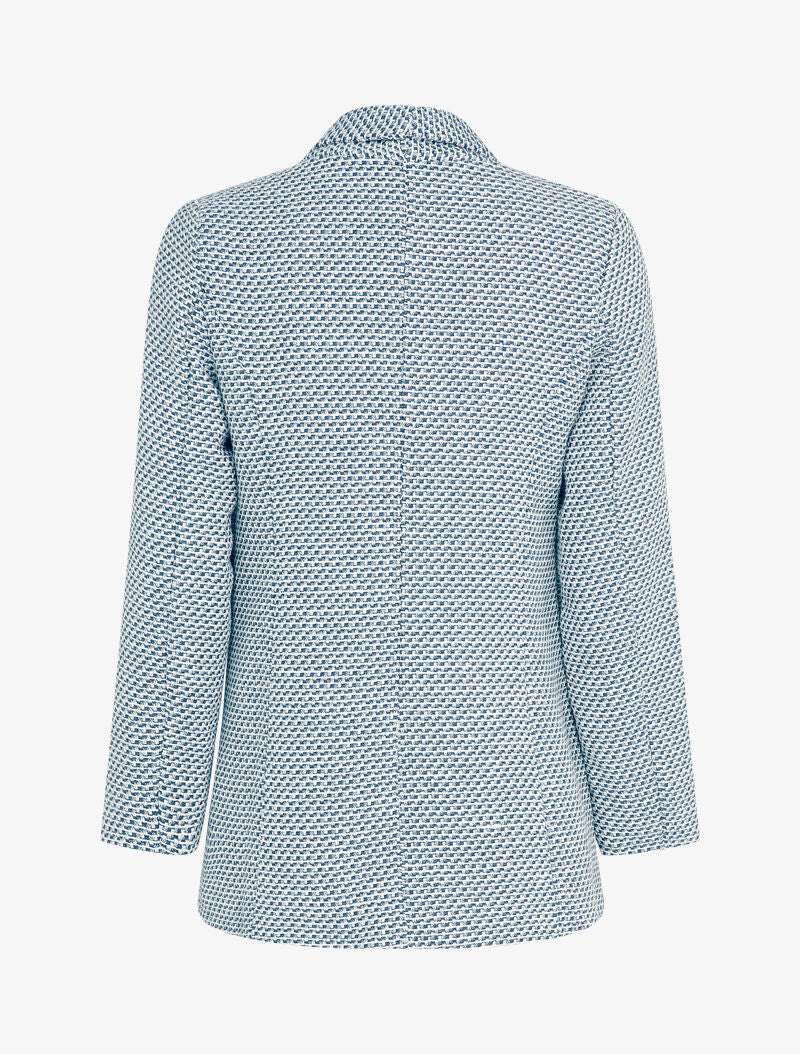 Veste effet tweed à poches décoratives - Bleu - 2