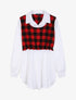 Blouse empire à empiècement tartan - Rouge - 1
