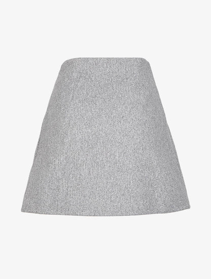 Jupe coupe trapèze à boutons argentés - Gris chiné - 2