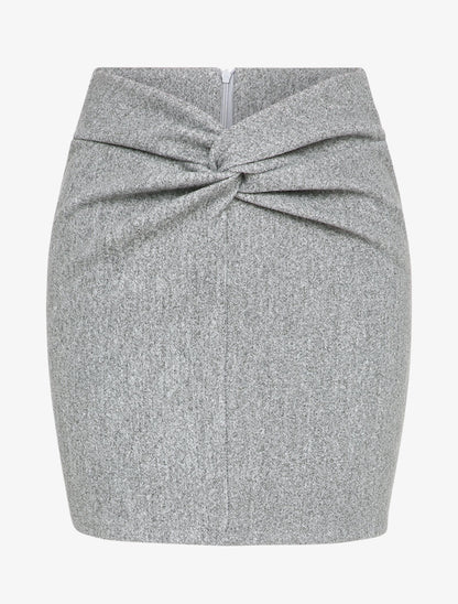 Mini jupe fourreau taille haute - Gris chiné - 1