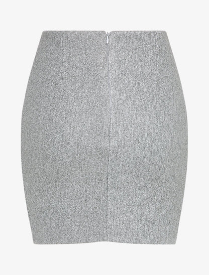Mini jupe fourreau taille haute - Gris chiné - 2