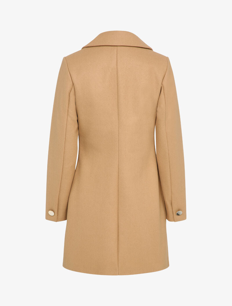 Manteau mi-long en laine mélangée - Camel - 2
