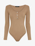 Body côtelé à boutons pression - Camel - 4