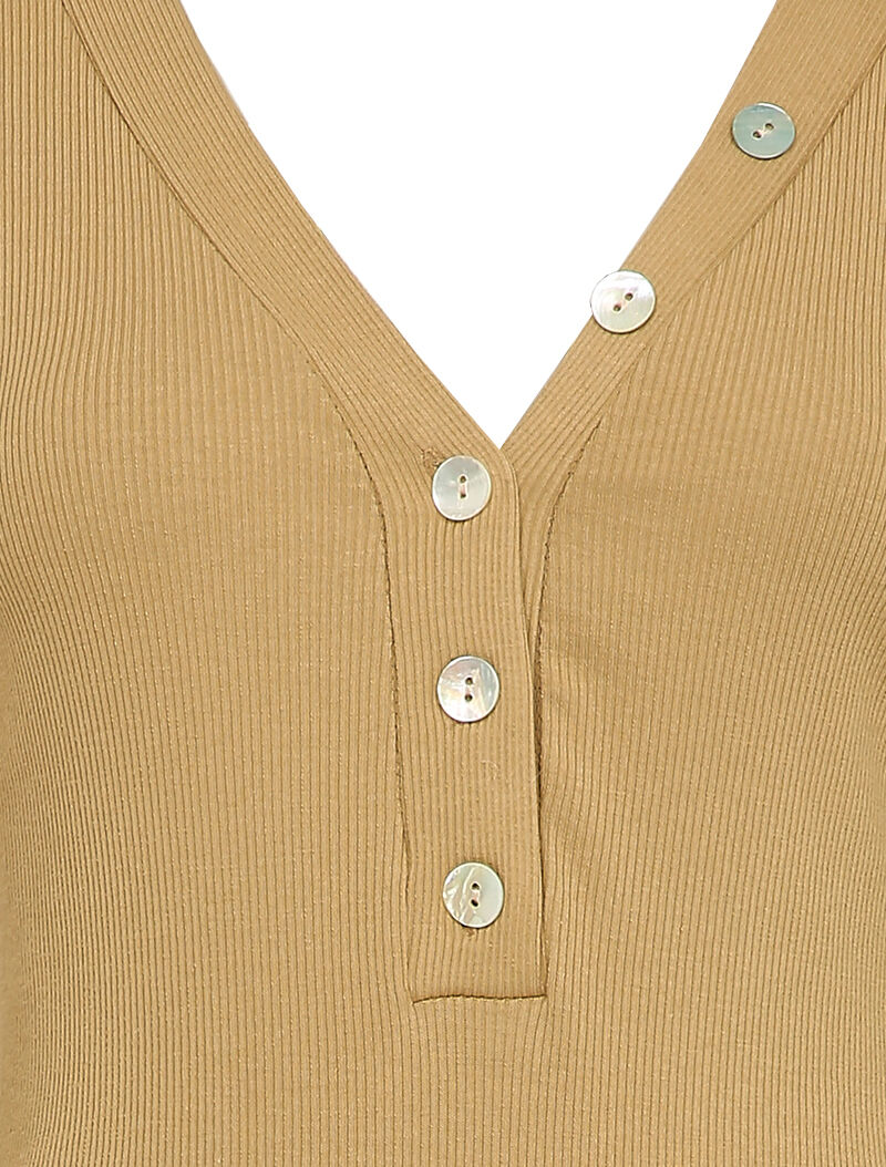 Body stretch à boutons stylisés - Beige foncé - 3